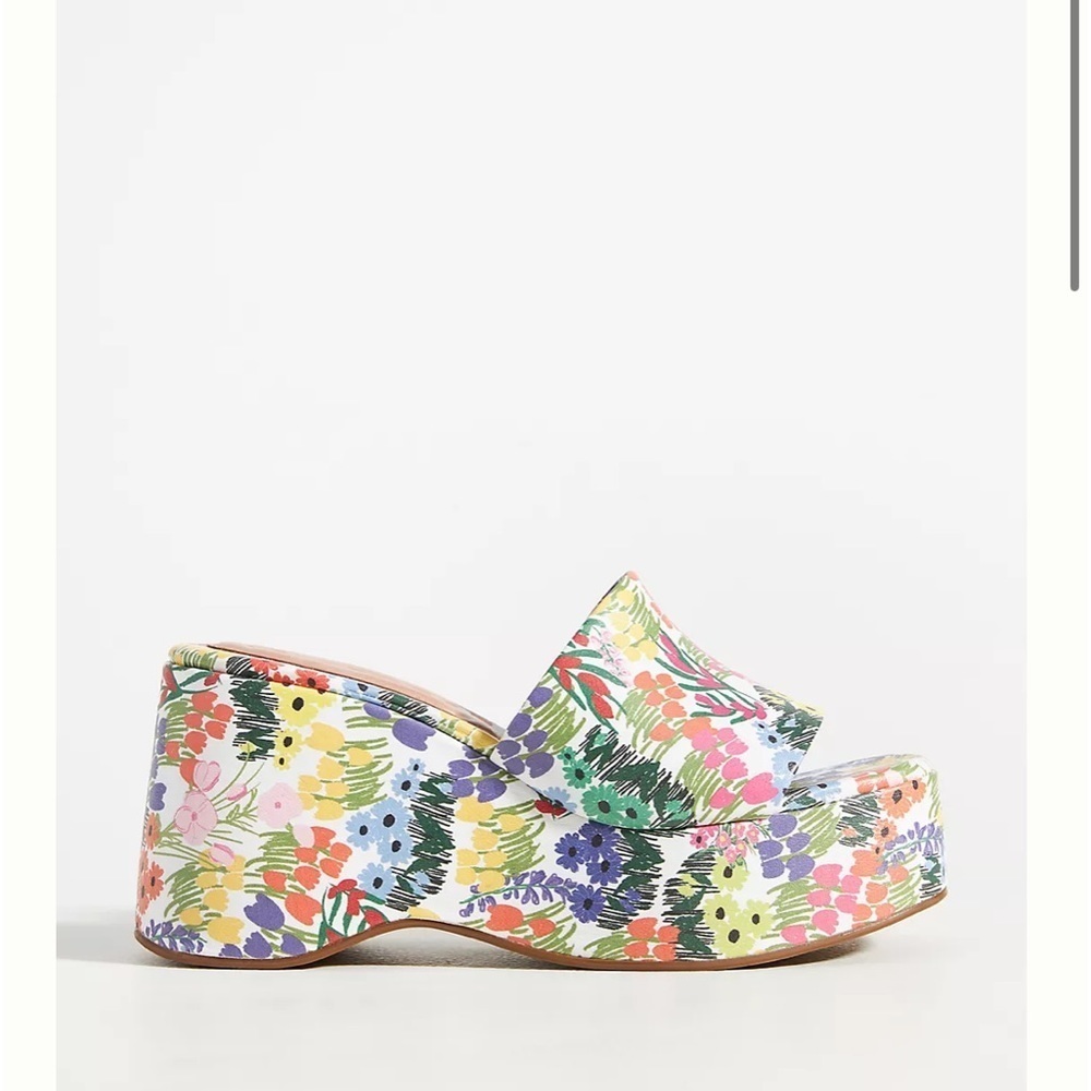 Anthropologie Vicenza Calcados Leather Floral Platform Sandals Sz 8/39 New